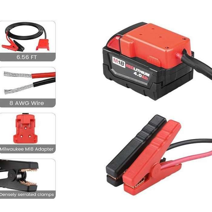 18V Car Battery Jumper Cable Clamp Auxiliary Starter