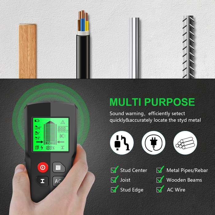 HW-QB5 5-In-1 Wall Stud Detector Wood Current Metal AC Wires Detection