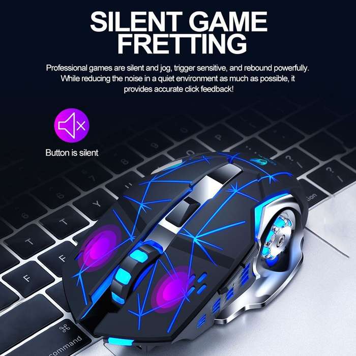 T-WOLF Q13 2.4GHz 6-keys RGB Colorful Light Gaming Wireless Mouse, Color: Single Mode White