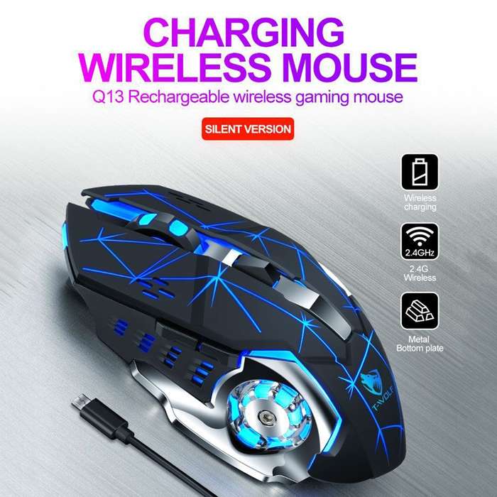 T-WOLF Q13 2.4GHz 6-keys RGB Colorful Light Gaming Wireless Mouse, Color: Single Mode White