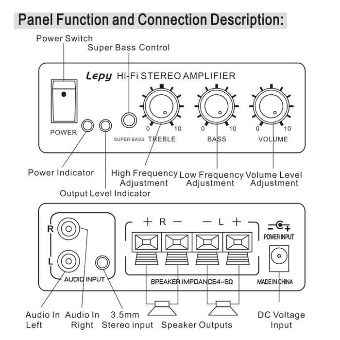 Lepy LP-268 DC12V High Fidelity Power Car/Motorcycle Amplifier(Silver)