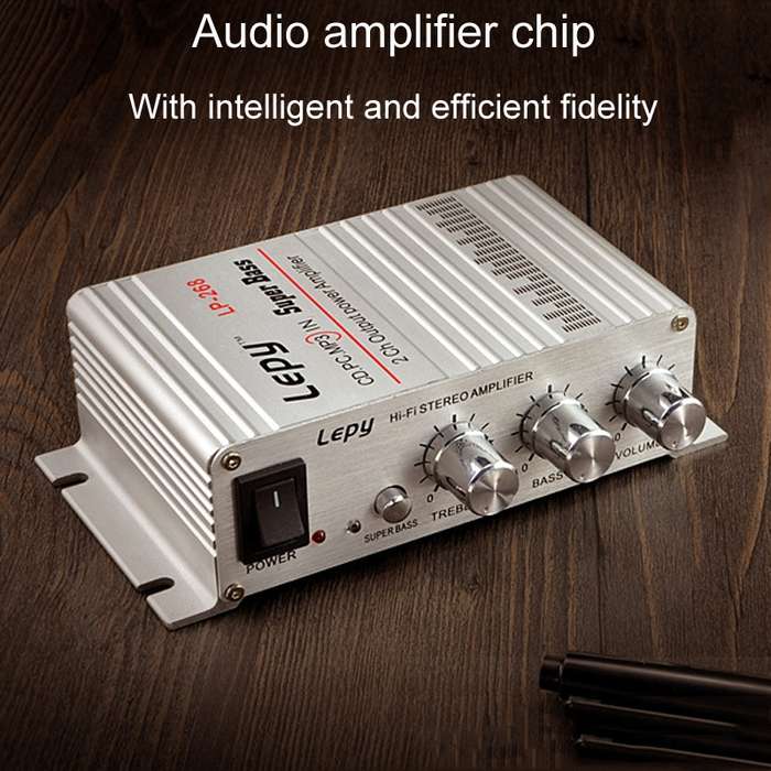 Lepy LP-268 DC12V High Fidelity Power Car/Motorcycle Amplifier(Silver)