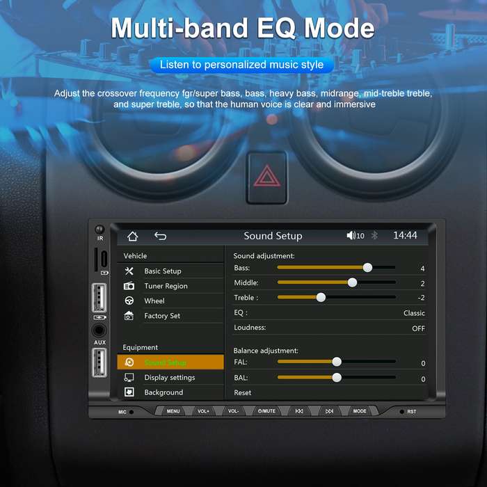 7-inch Double Din Car MP5 Player Support CarPlay/Android Auto/Mirror Link/Bluetooth With 4-light Cam