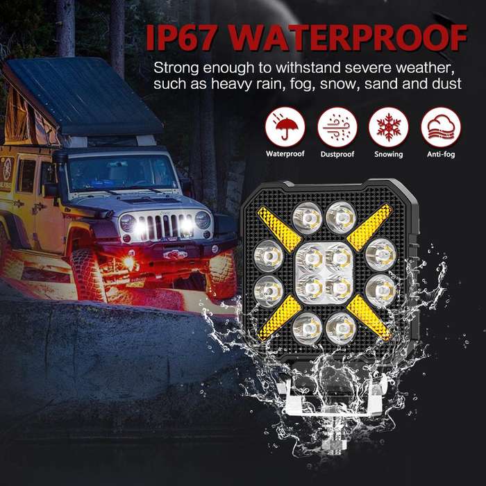4 Inch Square Mixed Luminous X-Shaped Angel Eye Car Work Light(X9)