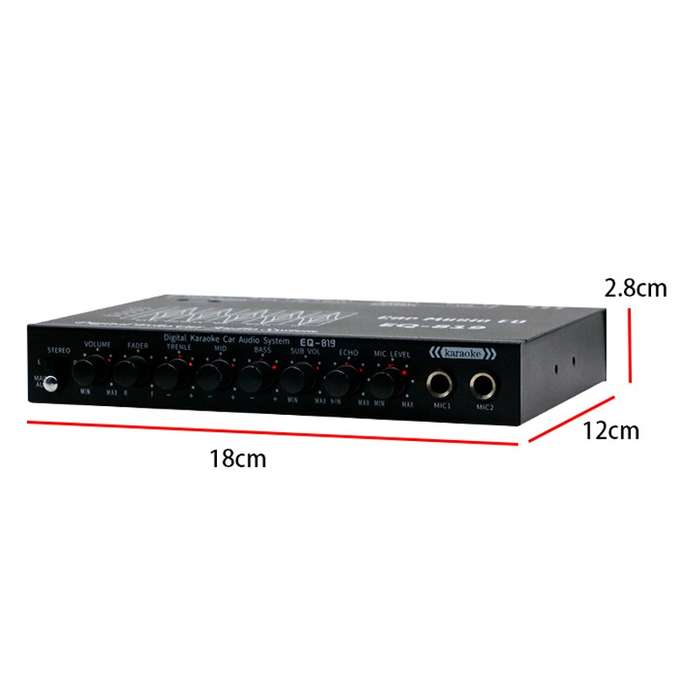 EQ-819 Car Audio Equalizer EQ Tuning Crossover Amplifier Supports Dual Microphone Input Reverberatio