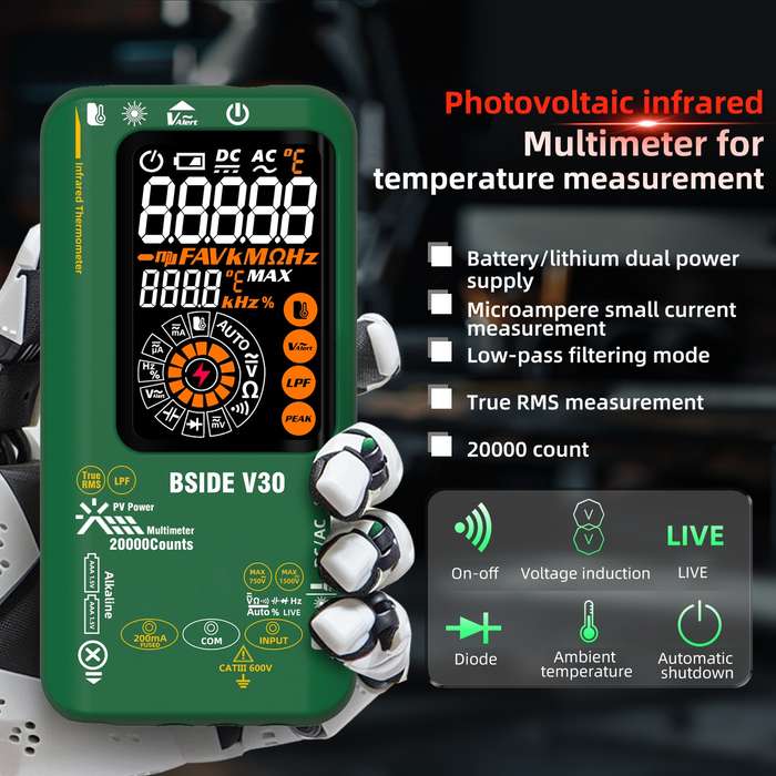 BSIDE V30 Intelligent Colorful Screen PV Multimeter Infrared Thermometer