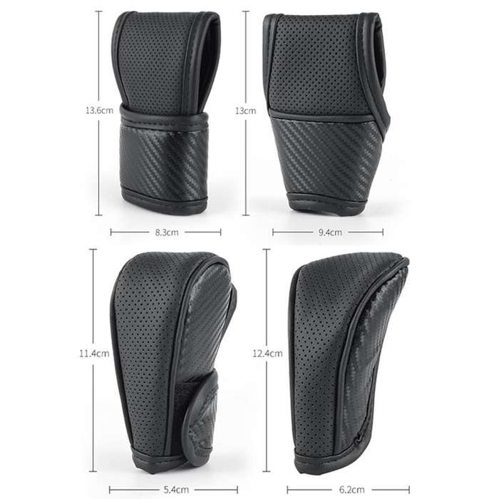 Car Automatic Universal Perforated Breathable Cowhide Side Opening Shift Cover, Style: B-Brown