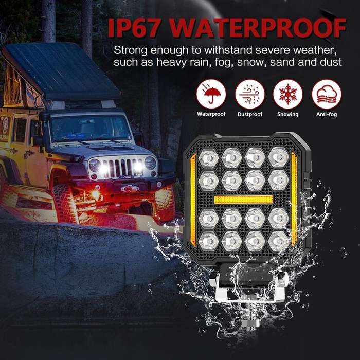 4 Inch Square Mixed Luminous Angel Eye Car Work Light(X7)