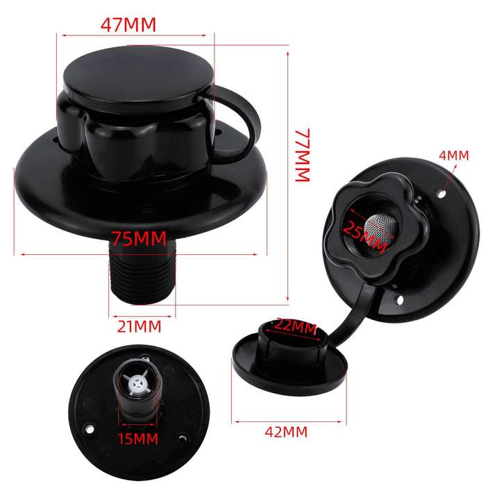 RV Ship Flange Threaded Leak-proof Water Inlet Connector Check Valve, Specifications: Black 3