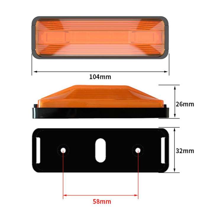 2pcs 28LED Bi-Color High Brake Tail Lights Turn Signal Lights For Sweeper / RV / Van / Truck Modific