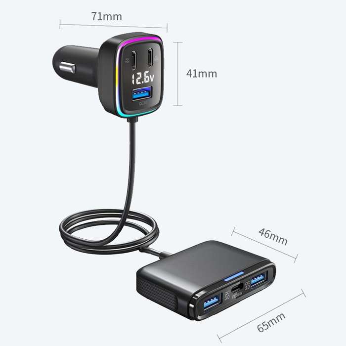 GE01 Powerful Output Colorful Ambient Lights Car Quick Charger
