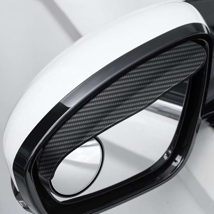 2pcs / Set Car Mirror Reversing Shield Rain Brow 2 In 1 Carbon Fiber Reflective Auxiliary Mirror Cov