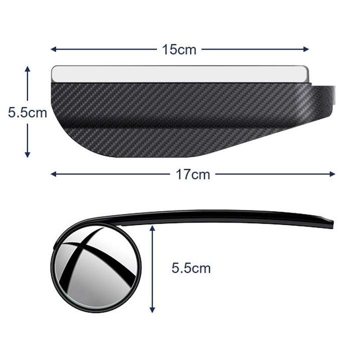 2pcs / Set Car Mirror Reversing Shield Rain Brow 2 In 1 Carbon Fiber Reflective Auxiliary Mirror Cov