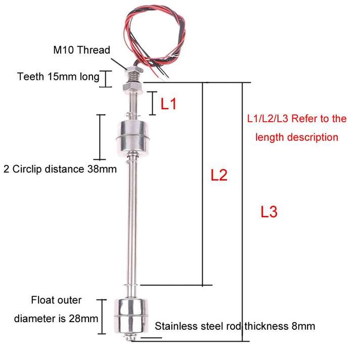 20W / 0.5A / 0-220V High Temperature Resistant Float Water Level Switch Sensor, Specification: Doubl