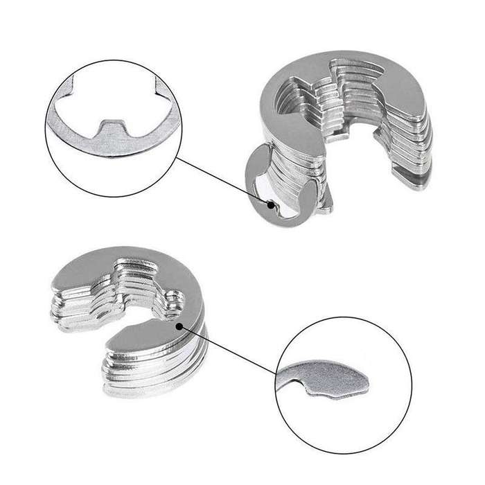 120pcs / Box M1.5-M10 304 Stainless Steel E-Type Open Retaining Ring Kit