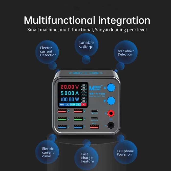 MaAnt DianBa No.1 Pro Multi-port Charger 9-ports With Digital Display Power Wireless Charger EU Plug