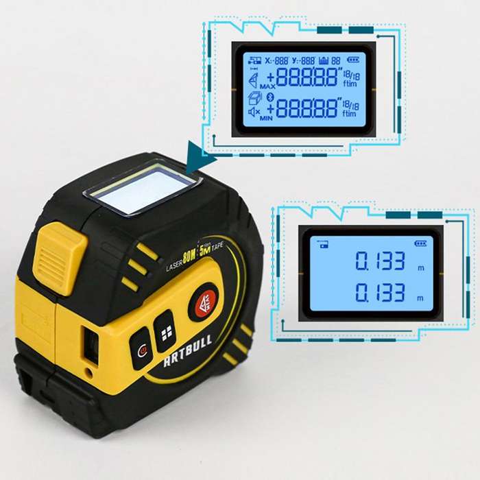2 in 1 Rechargeable Infrared Laser Rangefinder + 5m Measuring Tape, Specifications: Laser 40m