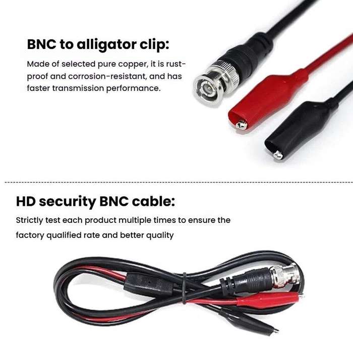 BNC Male To 2 Crocodile Clip Oscilloscope Probe Cable Q9 Signal Test Cable, Length: 0.5m