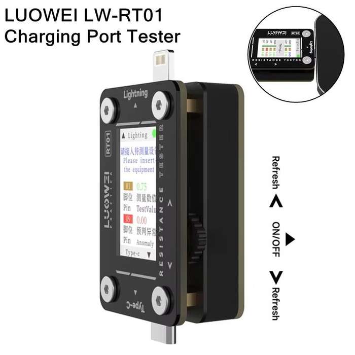LUOWEI RT01 Type-C To 8 Pin Detachable Cell Phone Rear Plug Auto Tester