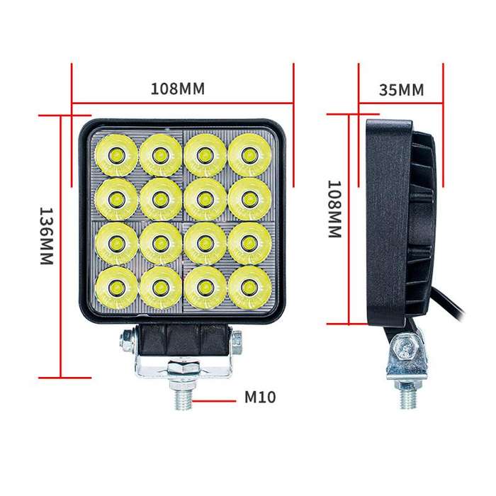 DC 12V-80V Forklift LED High Brightness Front Working Headlight, Size: 4 Inches 16 Beads