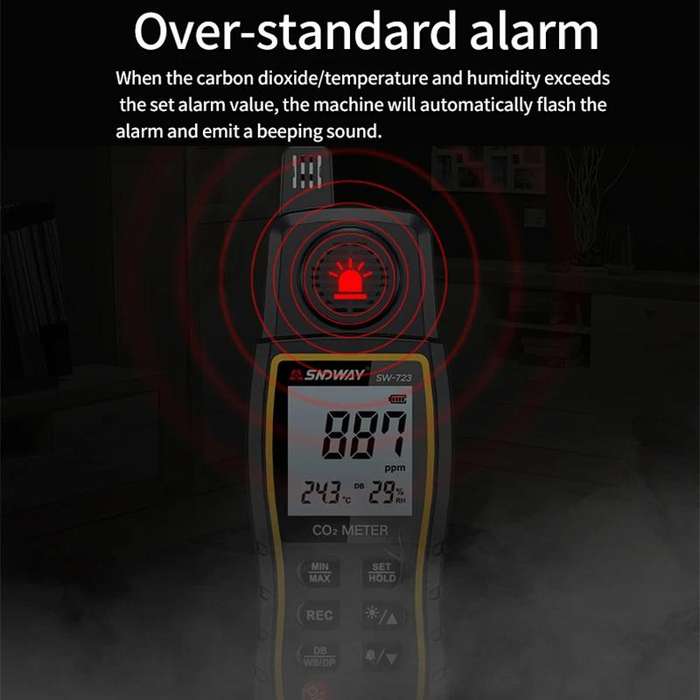 SNDWAY SW-723 Carbon Dioxide Gas Detector Handheld Indoor Household Air CO2 Concentration Alarms