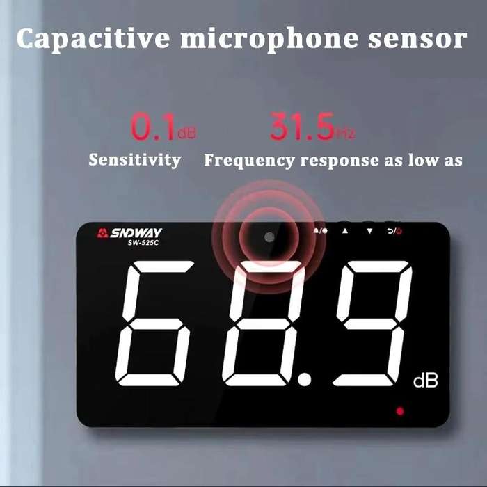 SNDWAY SW-525C 9.6 inch Wall Mounted Decibel Meter Large Screen Environmental Noise Monitor