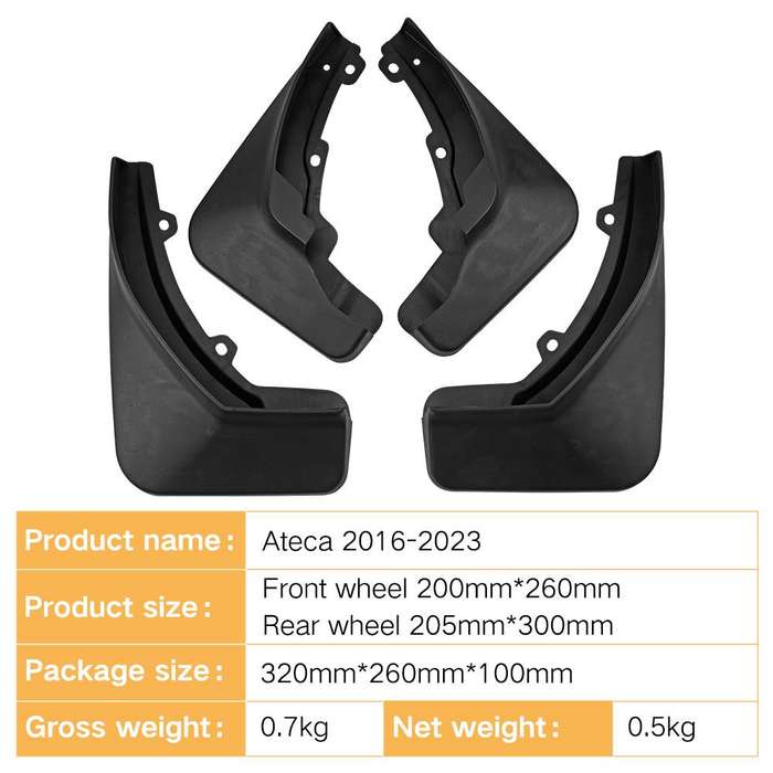 For SEAT Ateca/Volkswagen Jetta VS5 Car Tire Soft Rubber Fender(Black)