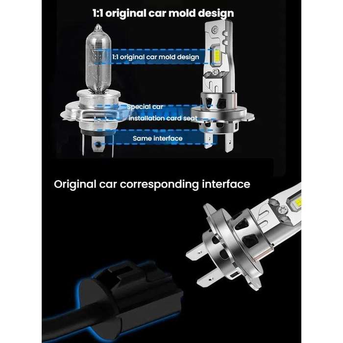 2pcs 6000K Mini Car Plug-in Integrated LED Headlights, Model: H7(White Light)