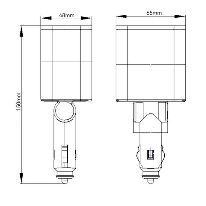120W 1 To 2 Retractable USB Car Fast Charging Charger With Cigarette Lighter(8 Pin+TYPE-C)