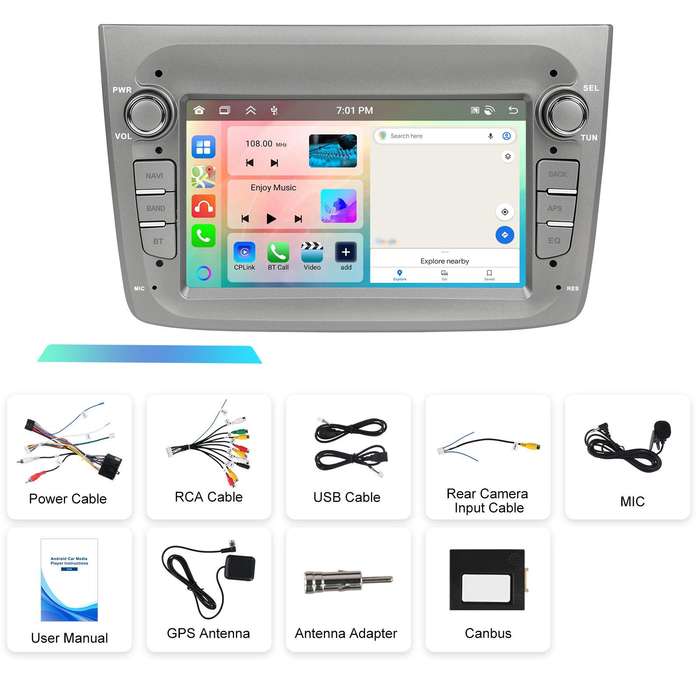 For Alfa Romeo MITO 2008-2016 7 inch Horizontal Screen Android 15 Carplay Car Center Control Integra