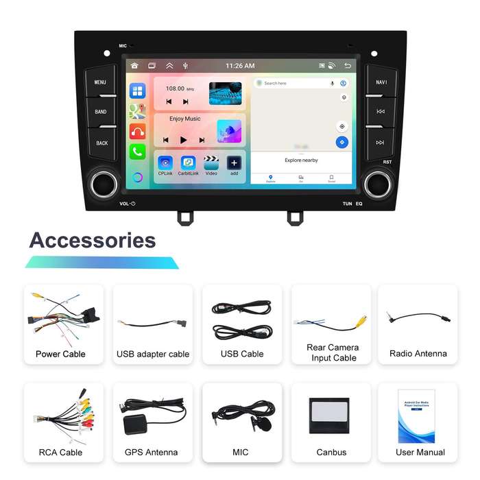 For Peugeot 408 7 inch Horizontal Screen Carplay Car Player Car Navigation Center Control, Spec: Sta