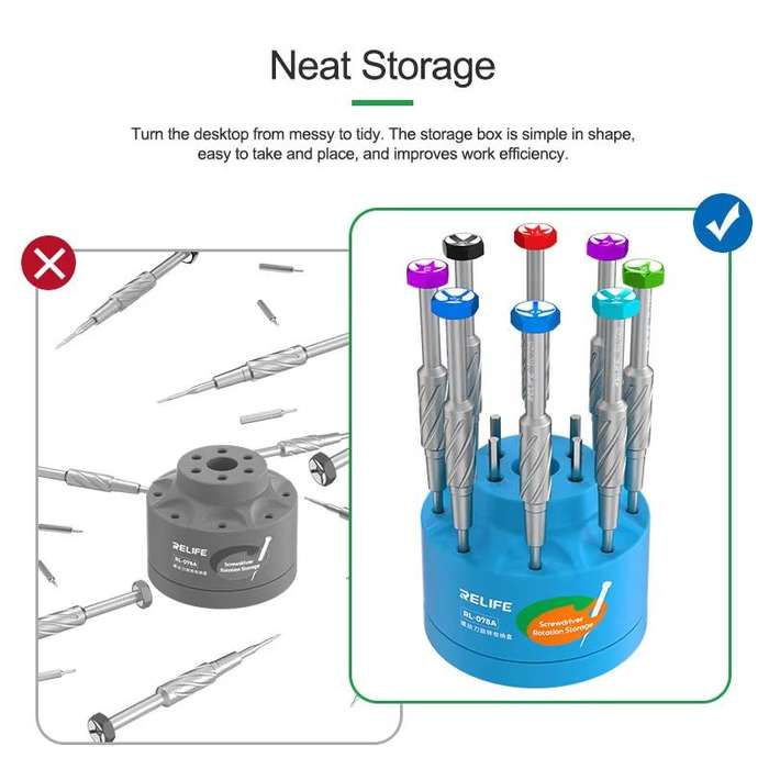 RELIFE RL-078A Screwdriver Rotating Storage Box Mobile Phone Repair Screwdriver Bit Storage Box