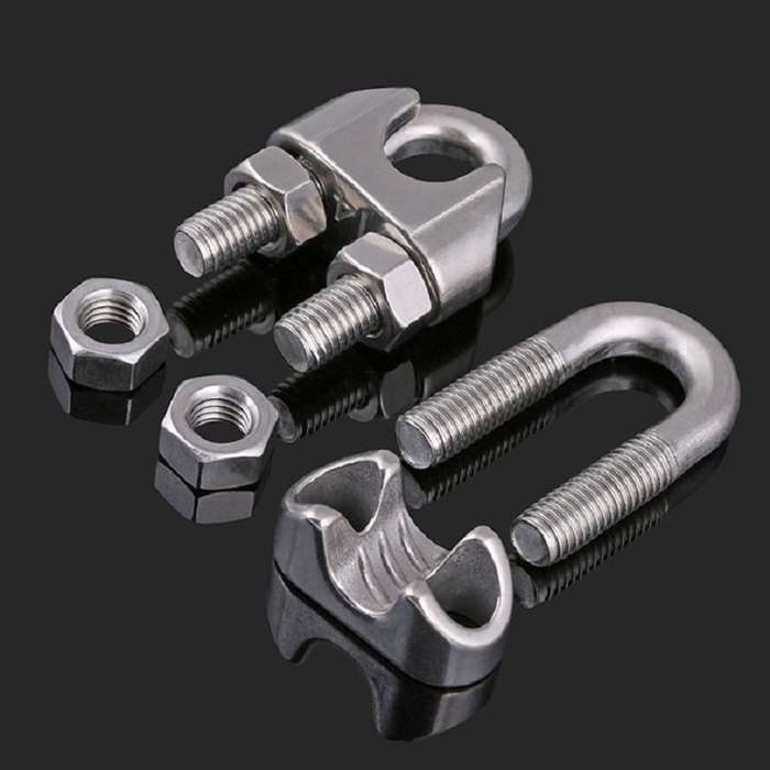 2 PCS Stainless Steel Clip U-shaped Wire Rope Card Head Rope Wire Rope Rolling Head Buckle, Specific