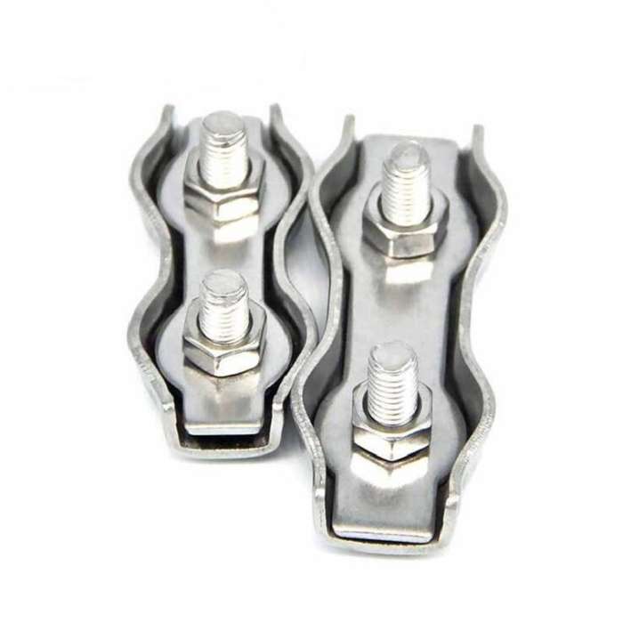 304 Stainless Steel Plate Single Clip Double Clamp Wire Rope Clamp, Specification:M8, Style:Double C