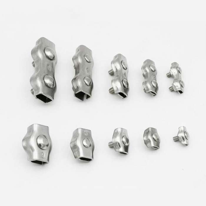 304 Stainless Steel Plate Single Clip Double Clamp Wire Rope Clamp, Specification:M8, Style:Double C
