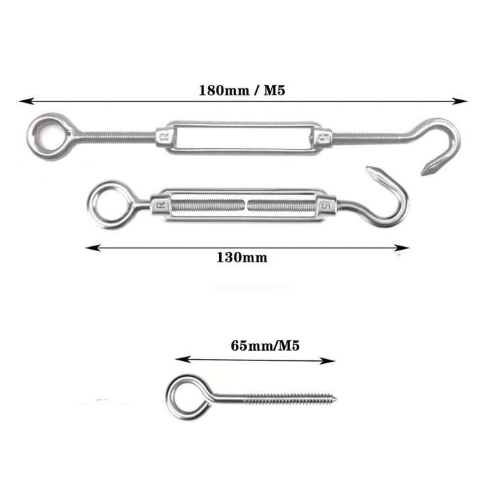 Flower Basket Screws 304 Stainless Steel Wire Rope Hook Tensioner, Specification:M6(Silver)