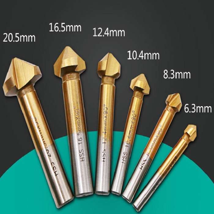 6 In 1 90 Degree Three-edge Chamfering Knife Woodworking Milling Cutter Chamfering Machine Hole Open