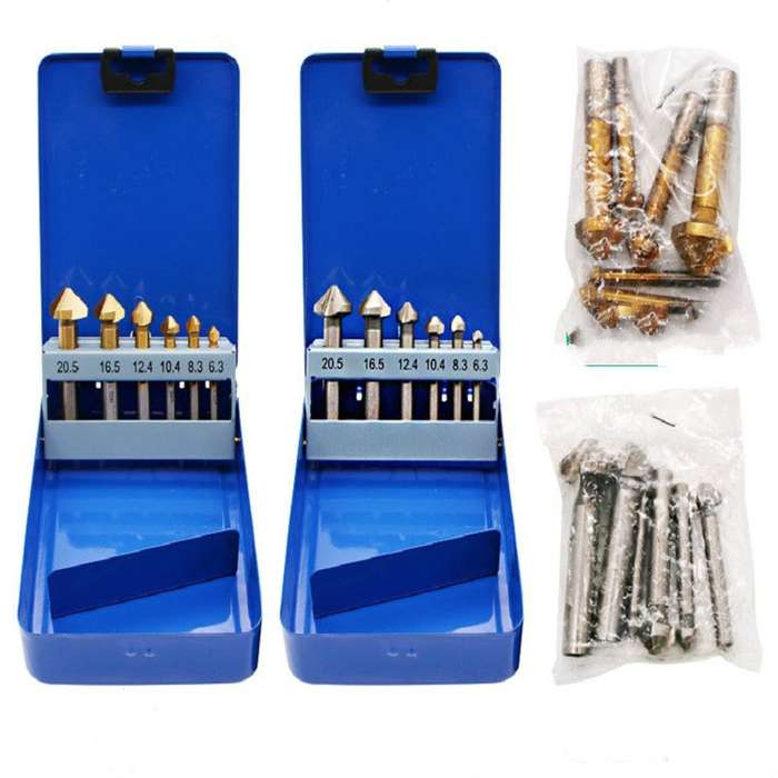 6 In 1 90 Degree Three-edge Chamfering Knife Woodworking Milling Cutter Chamfering Machine Hole Open