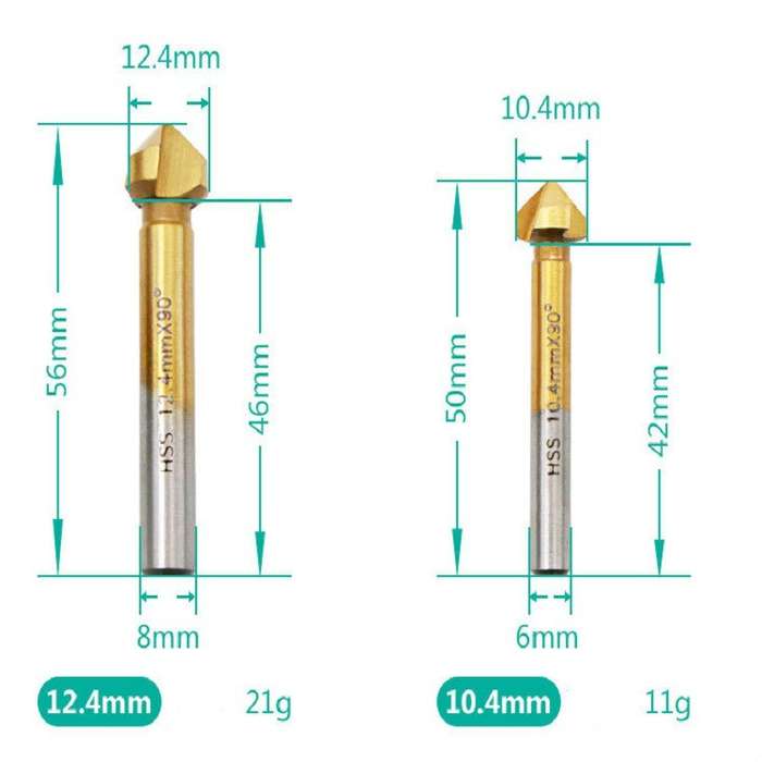 6 In 1 90 Degree Three-edge Chamfering Knife Woodworking Milling Cutter Chamfering Machine Hole Open