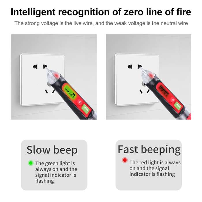 WINTACT WT3010 LED AC Voltage Tester Non-Contact Detector Pen 12-1000V AC Voltage Detector