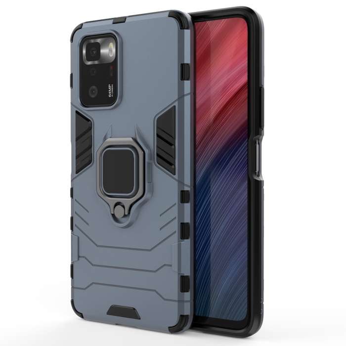 For Xiaomi Redmi Note 10 Pro 5G Shockproof PC + TPU Protective Case with Magnetic Ring Holder(Navy B