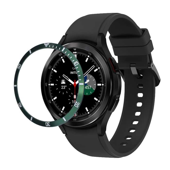 For Samsung Galaxy Watch 46mm Water Ghost Stainless Steel Bezel Ring(Dark Green)
