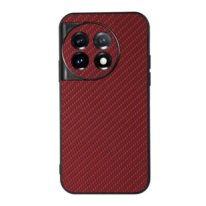 For OnePlus Ace 2 / 11R Accurate Hole Carbon Fiber Texture PU Phone Case(Red)