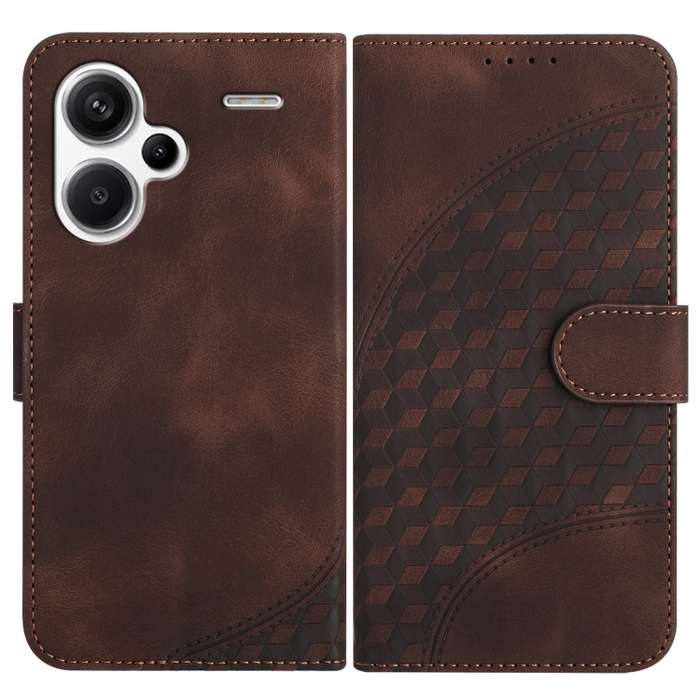 For Xiaomi Redmi Note 13 Pro+ 5G YX0060 Elephant Head Embossed Phone Leather Case with Lanyard(Coff