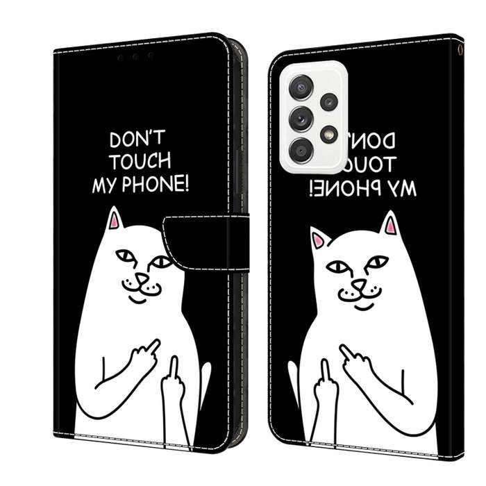 For Samsung Galaxy M53 5G Crystal Painted Leather Phone case(Dont Touch My Phone)