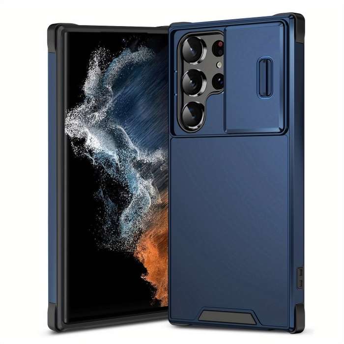 For Samsung Galaxy S22 Ultra 5G Sliding Camshield TPU + PC Phone Case(Blue)