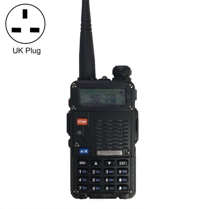 BaoFeng BF-F8HP 8W Dual Band Two-Way Radio VHF UHF Handheld Walkie Talkie, UK Plug(Black)