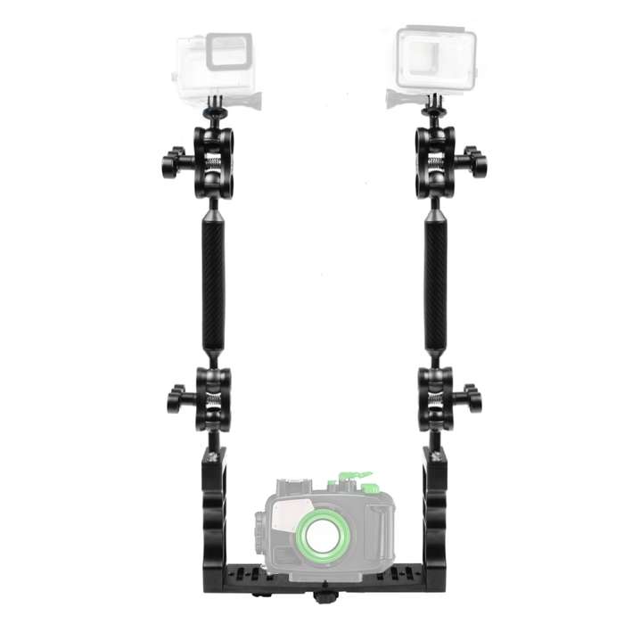 PULUZ Dual Handle Aluminium Tray Stabilizer with 4 x Dual Ball Aluminum Alloy Clamp & 2 x 7 inch Flo
