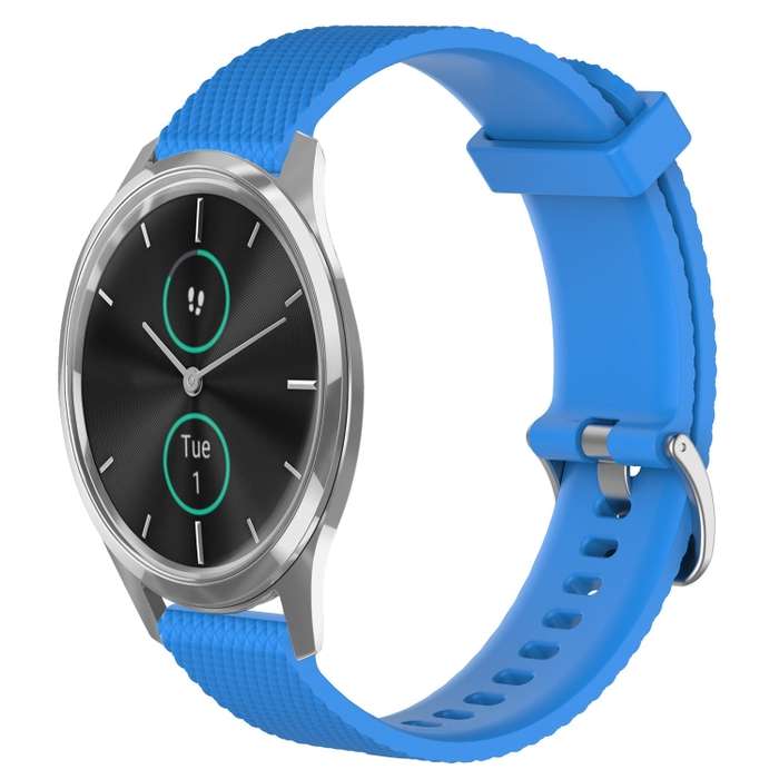For Garmin VivoMove Luxe 20mm Diamond Textured Silicone Watch Band(Sky Blue)