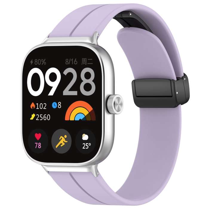For Redmi Watch 4 Groove Folding Magnetic Buckle Silicone Watch Band(Purple)